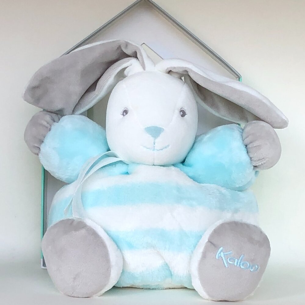 NIB Kaloo New Plush Aqua Rabbit Medium Plush Animal Bunny w/Gift Box For 0+